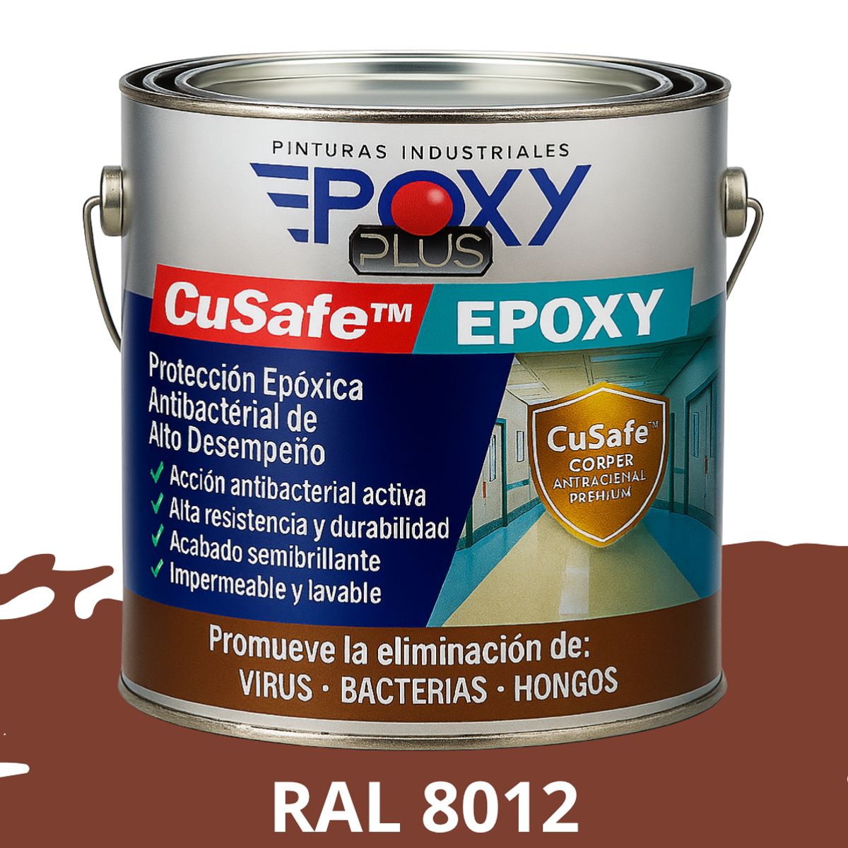 EPOXY - PINTURA PISOS ALTO TRÁFICO  CuSafe Pisos Pro  Epóxica 1K Antibact 4L