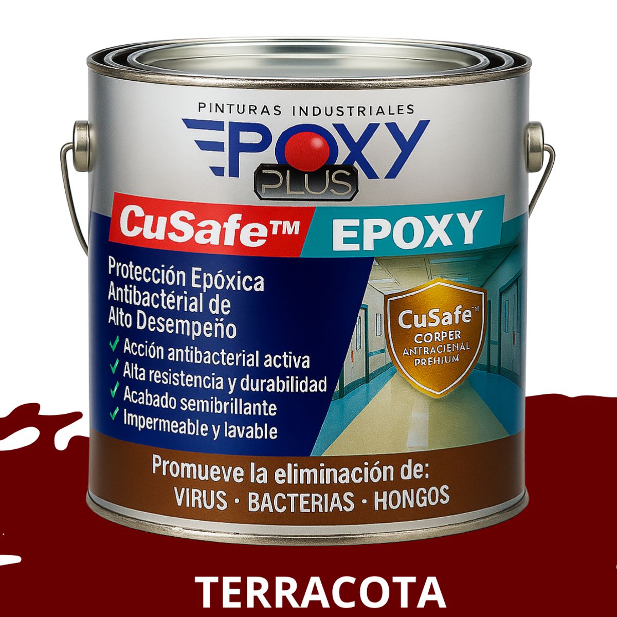 EPOXY - PINTURA PISOS ALTO TRÁFICO  CuSafe Pisos Pro  Epóxica 1K Antibact 4L