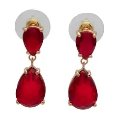 BIJOUTERIA LB20 SPA - Aro fiesta dorado diseño 05 - Rojo