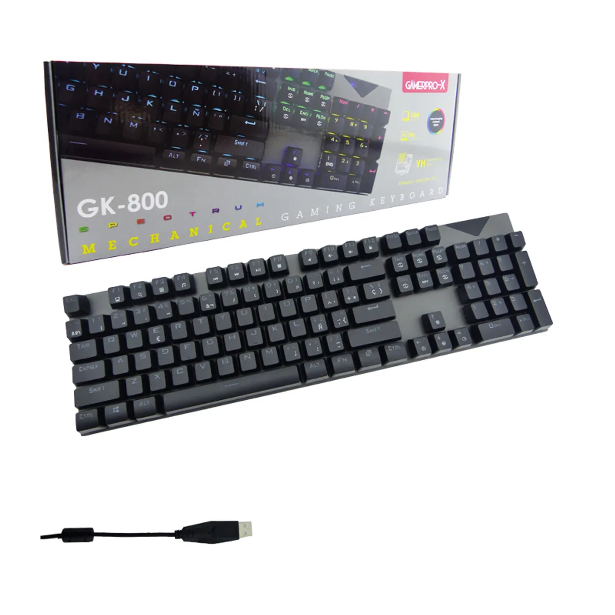 GAMEPRO - Teclado Pc Gamer Mecanico Gk-800 Con Luz RGB