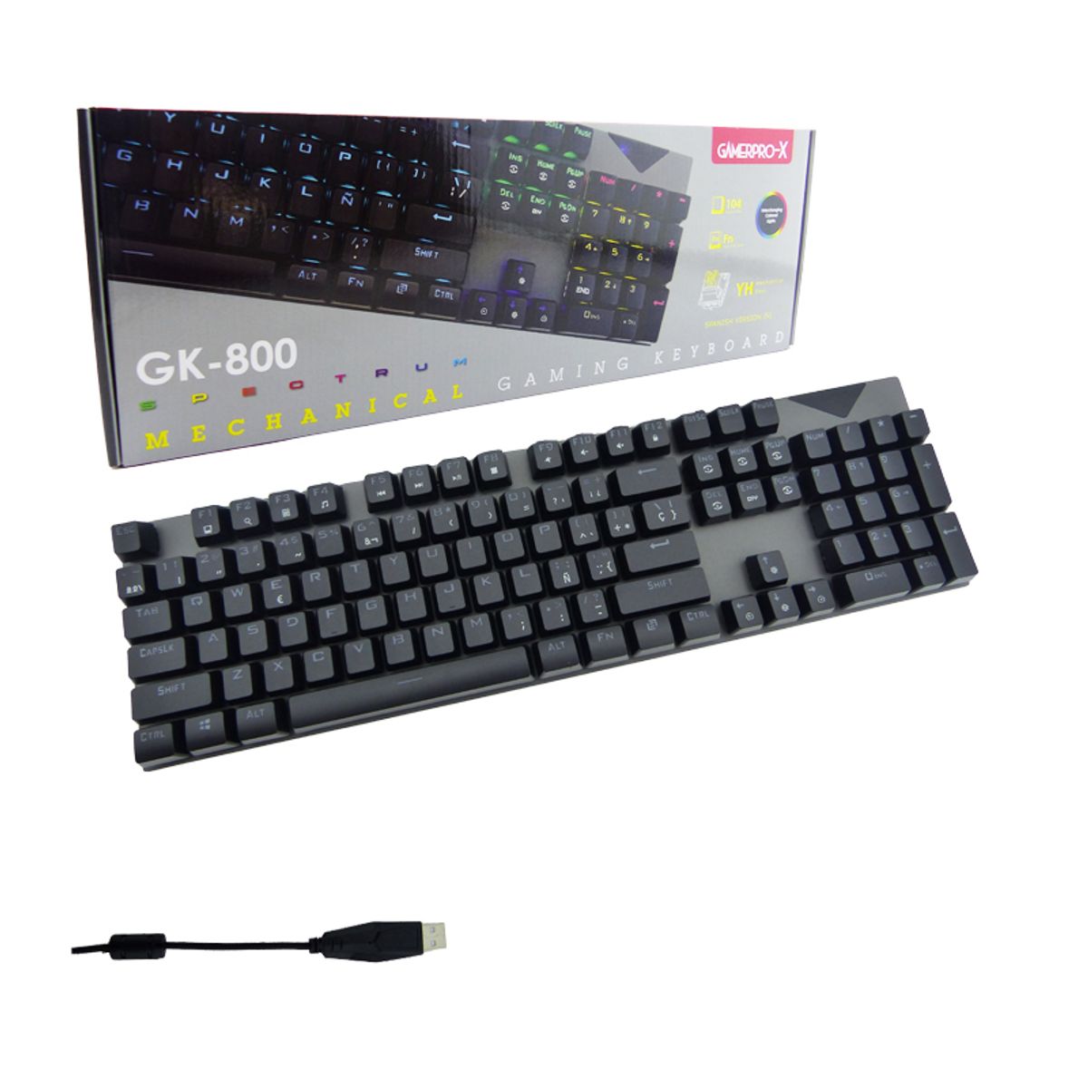 GAMEPRO - Teclado Pc Gamer Mecanico Gk-800 Con Luz RGB