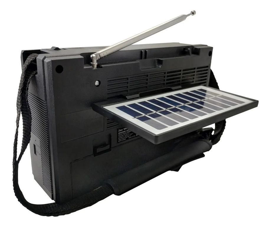 Radio Portatil Bluetooth Y Linterna Carga Solar Energy Light Negro