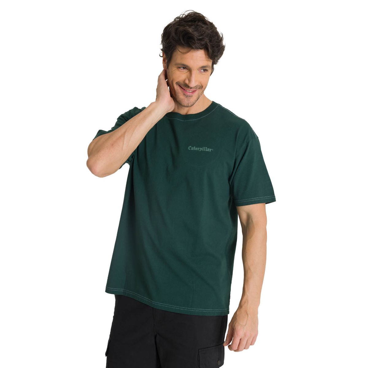 CAT - Polera Casual Hombre Heavyweight Relaxed Verde CAT