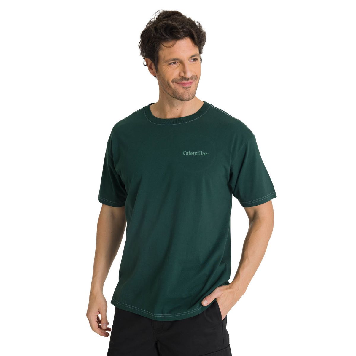 CAT - Polera Casual Hombre Heavyweight Relaxed Verde CAT