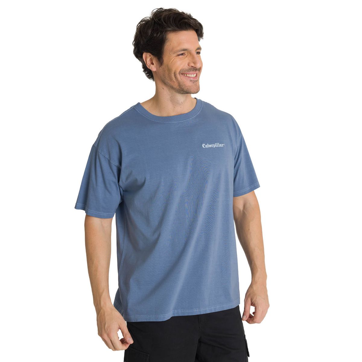 CAT - Polera Casual Hombre Heavyweight Relaxed Azul CAT