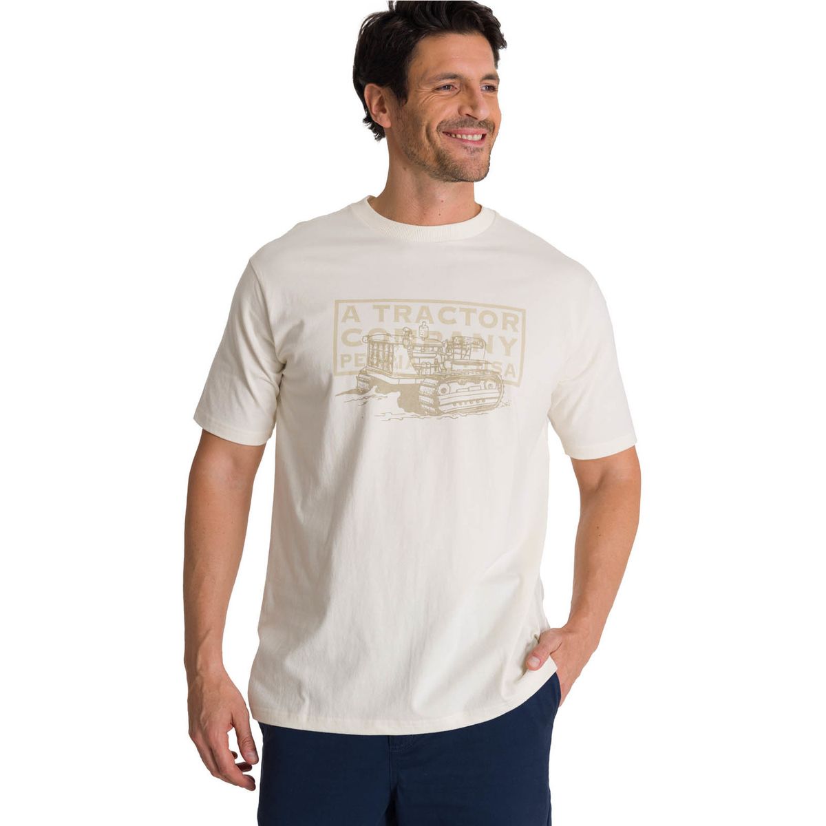 CAT - Polera Manga Corta Hombre Heritage Tractor Beige CAT