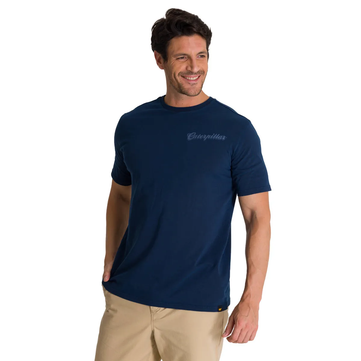 CAT - Polera Manga Corta Hombre Heritage Hard Work Azul CAT