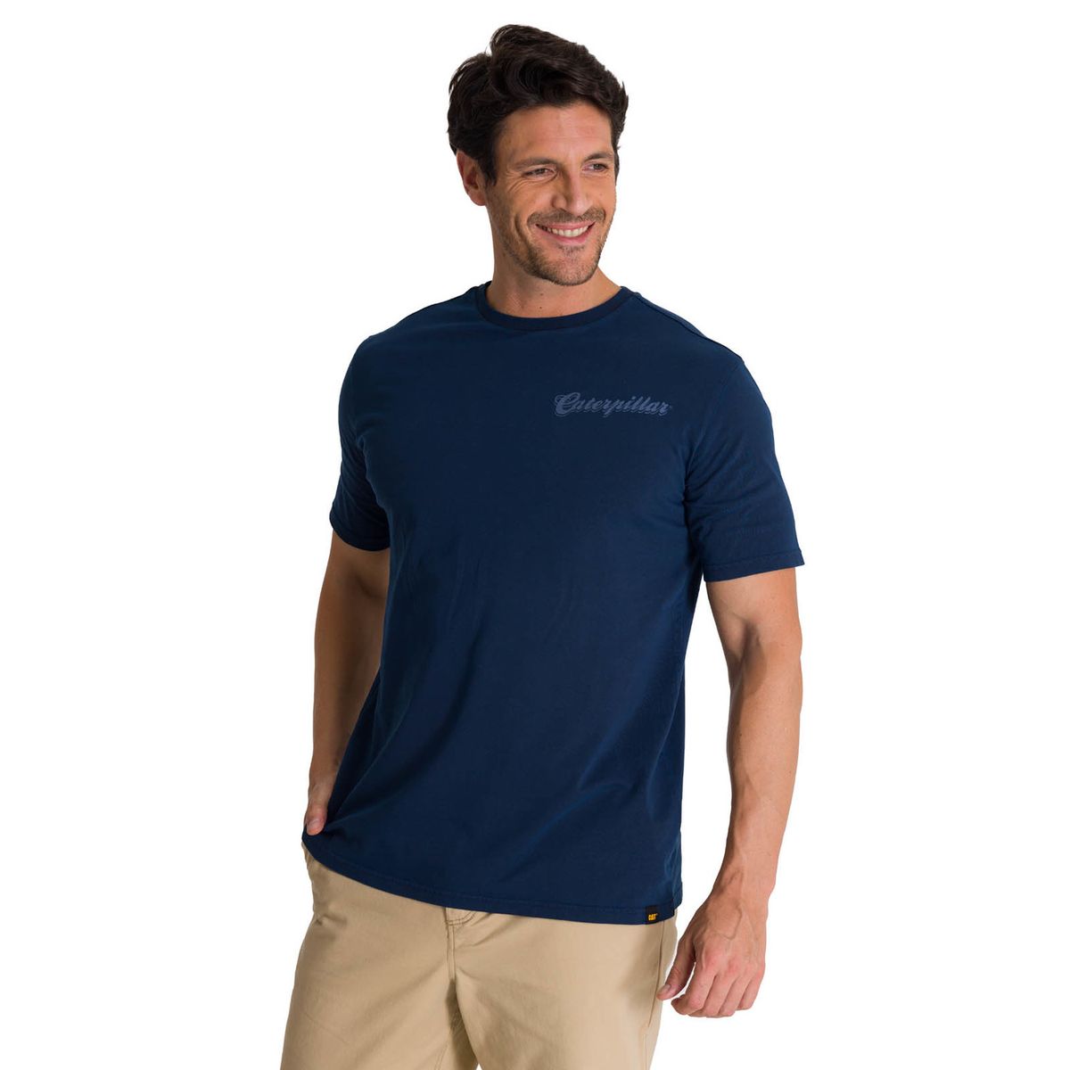 CAT - Polera Manga Corta Hombre Heritage Hard Work Azul CAT