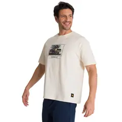 CAT - Polera Manga Corta Hombre Relaxed Innovation Blanco