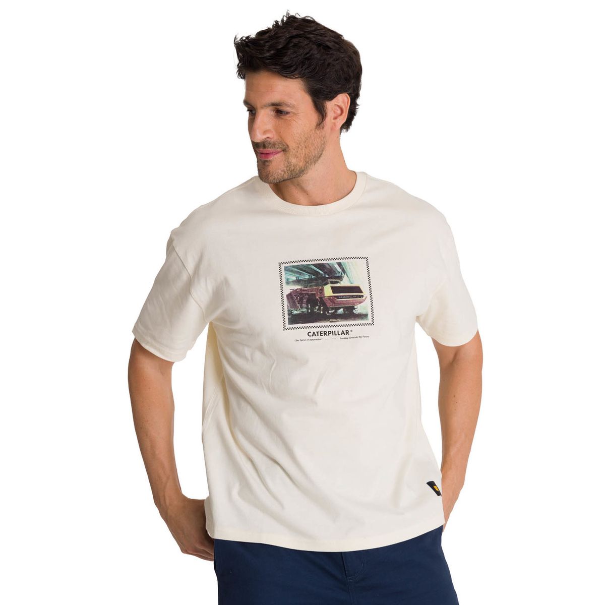 CAT - Polera Manga Corta Hombre Relaxed Innovation Blanco CAT