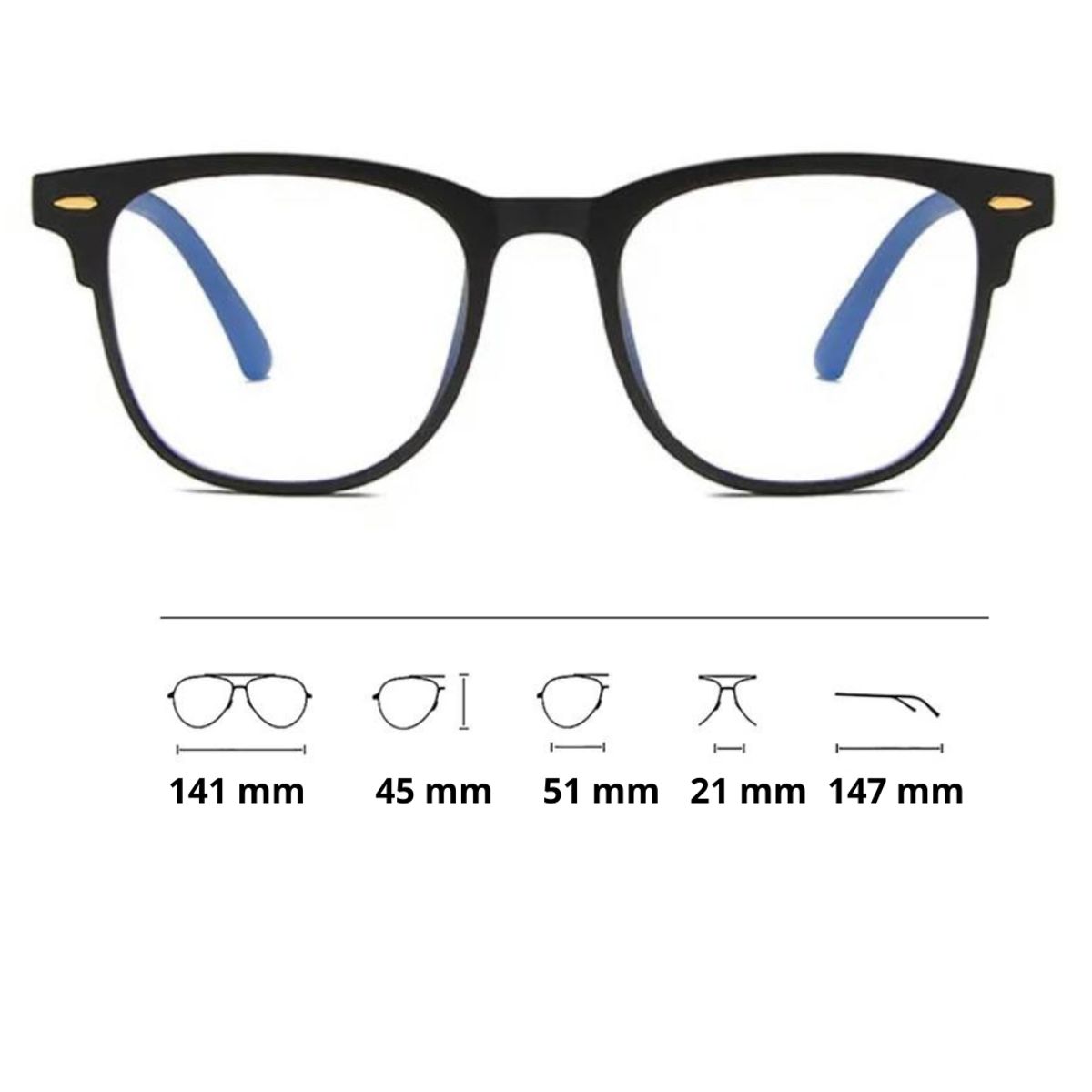 GENERICO - Lentes descanso con antirreflejo estilo clubmaster