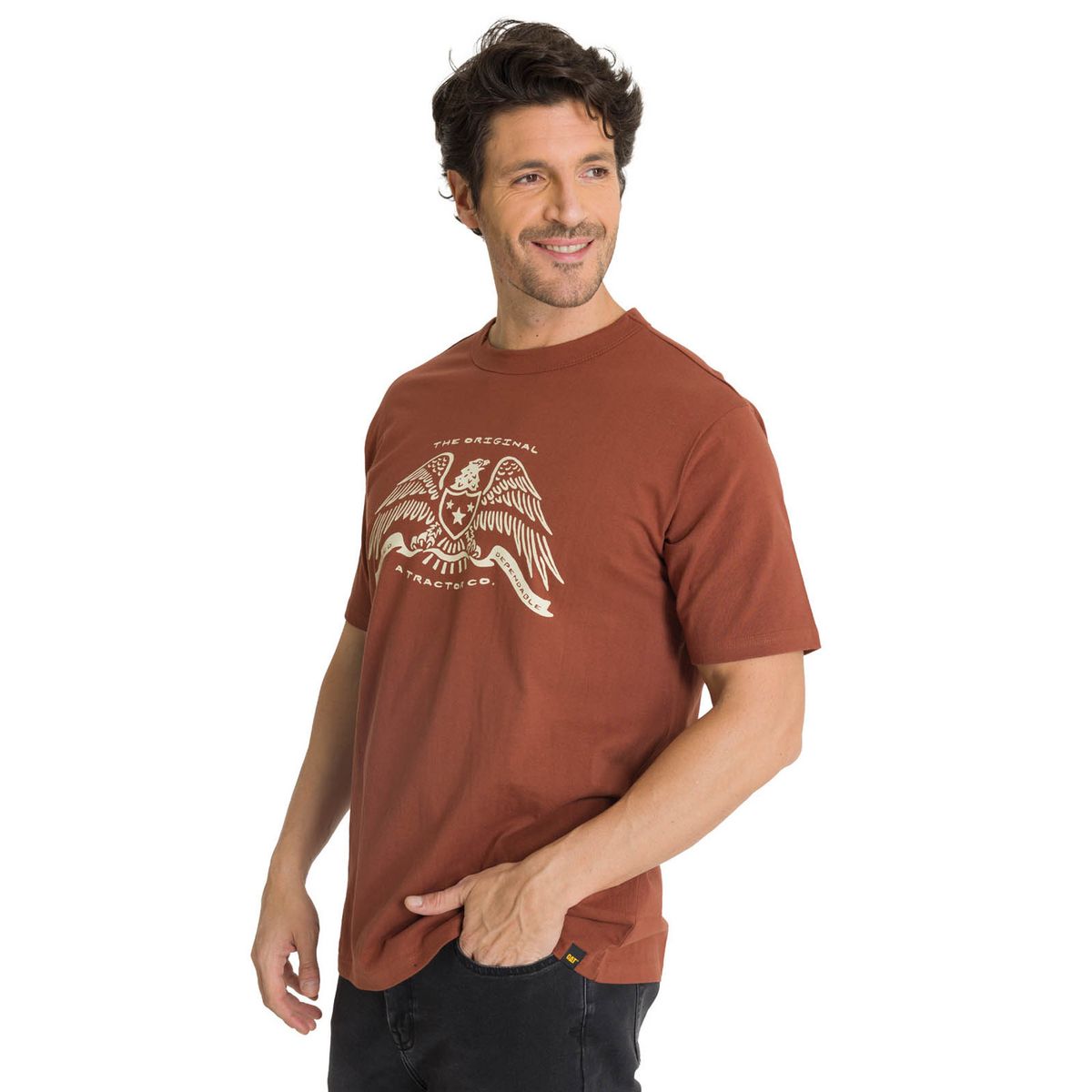 CAT - Polera Manga Corta Hombre Roam Free Terracota CAT