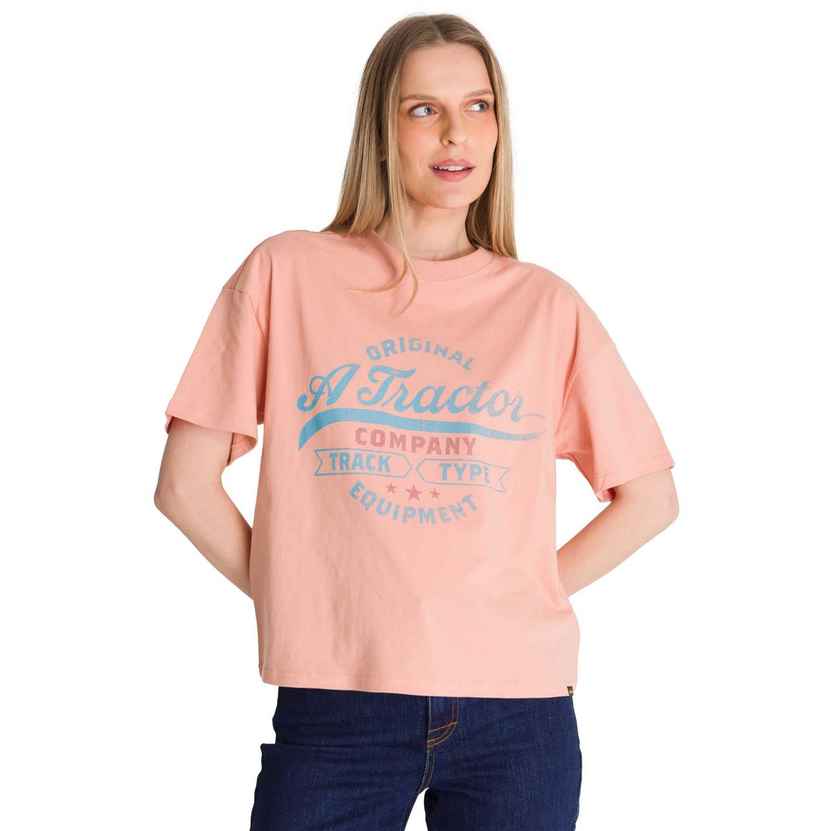 CAT - Polera Manga Corta Mujer Boxy Original Rosa CAT