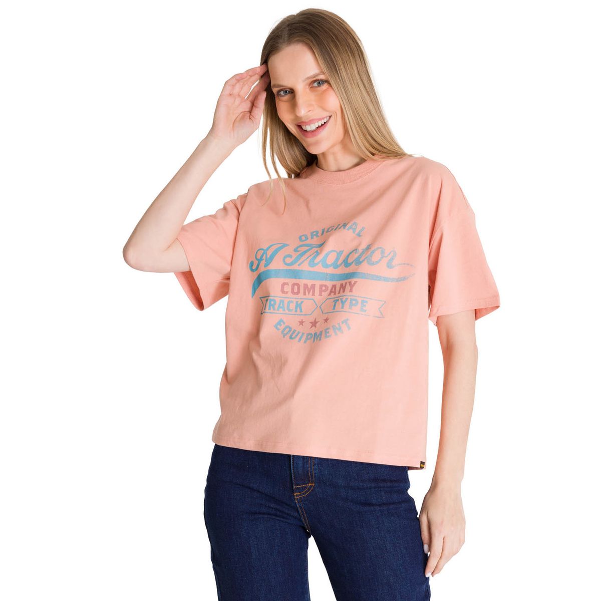CAT - Polera Manga Corta Mujer Boxy Original Rosa CAT
