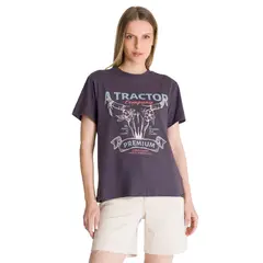 CAT - Polera Manga Corta Mujer Diseño Gris Oscuro