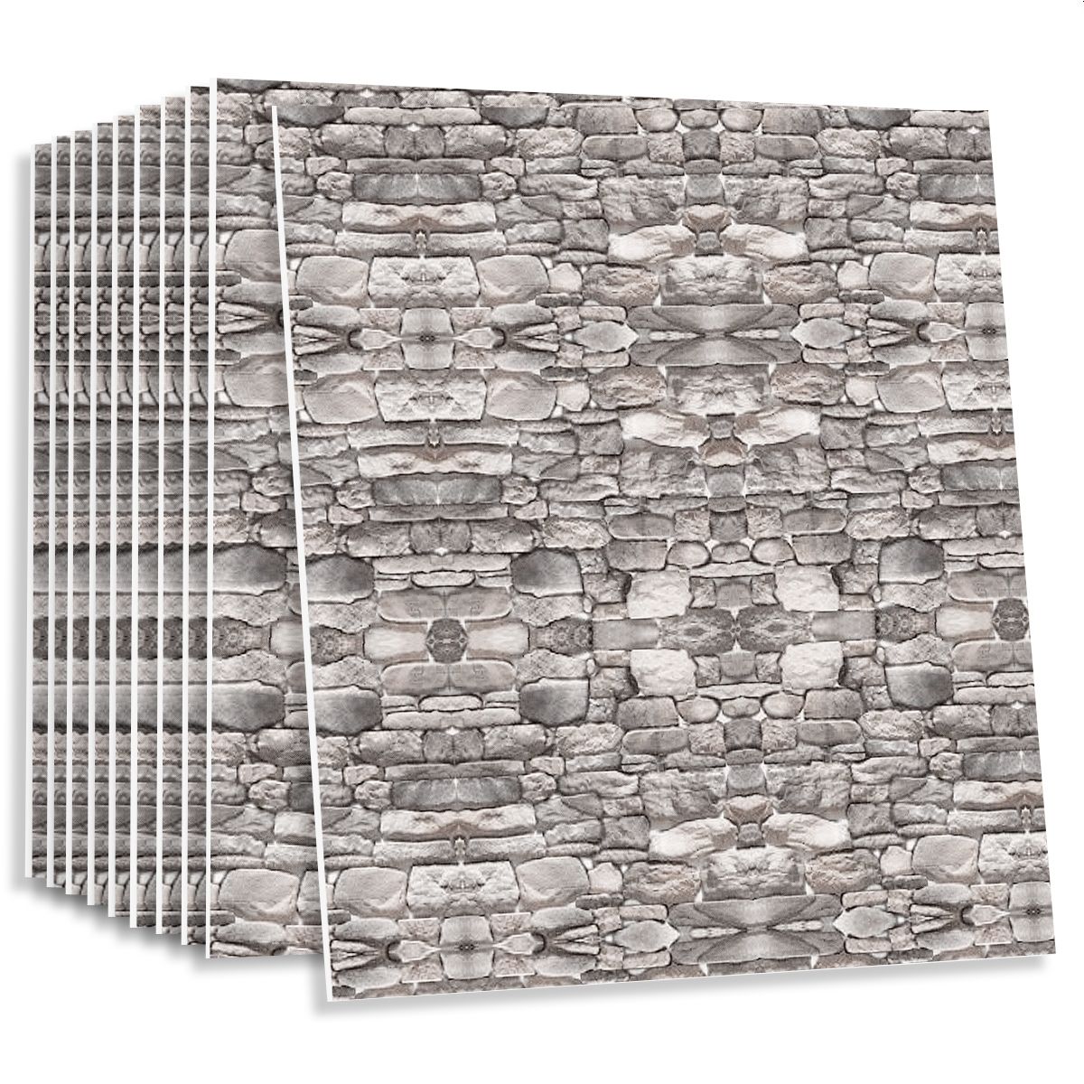 SUPERCENTER - Pack 10 Laminas Papel Mural 3d Ladrillo Pared Roca5 77x70cm
