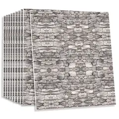 SUPERCENTER - Pack 10 Laminas Papel Mural 3d Ladrillo Pared Roca5 77x70cm