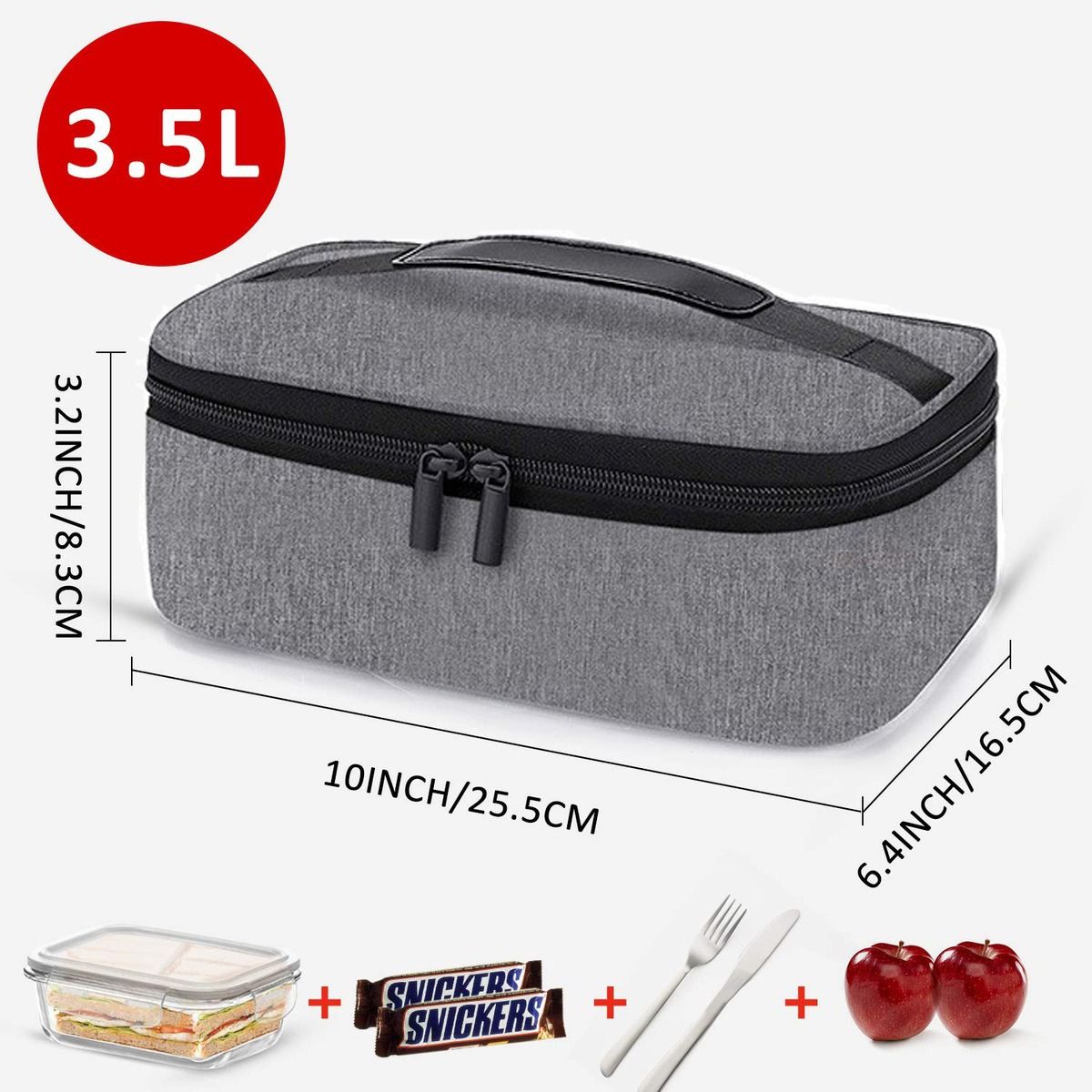 GENERICO - Bolsa De Almuerzo Aislada Para Mujer Hombre Pequeña Gris 4l