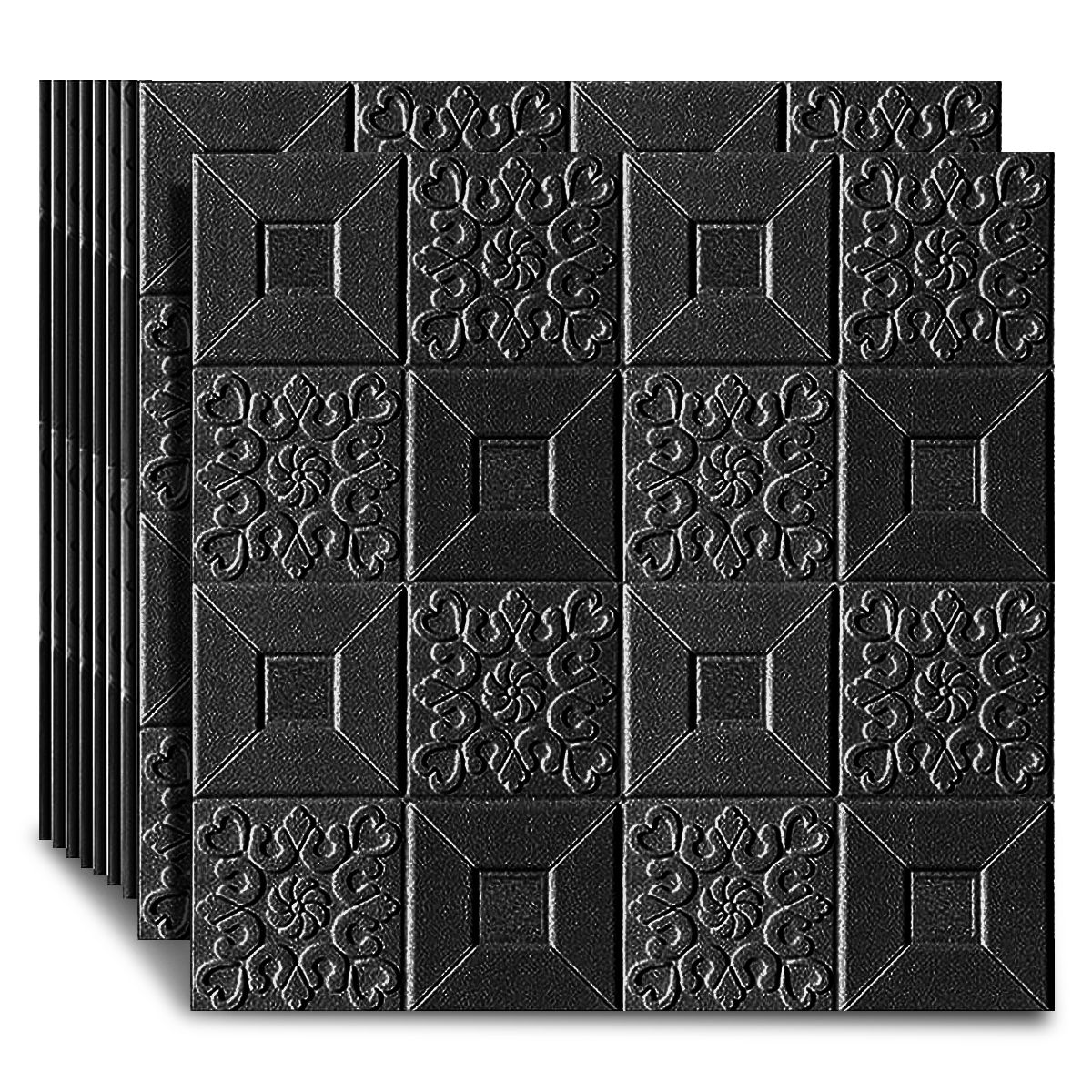 SUPERCENTER - Pack 10 Laminas 3d Autoadhesivo Diamante Negro 70x70 Muro