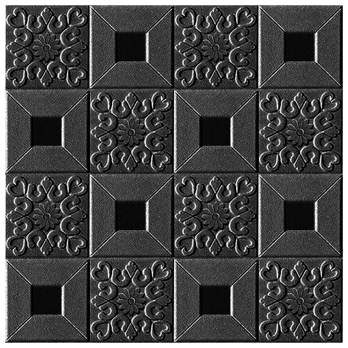 SUPERCENTER - Pack 10 Laminas 3d Autoadhesivo Diamante Negro 70x70 Muro