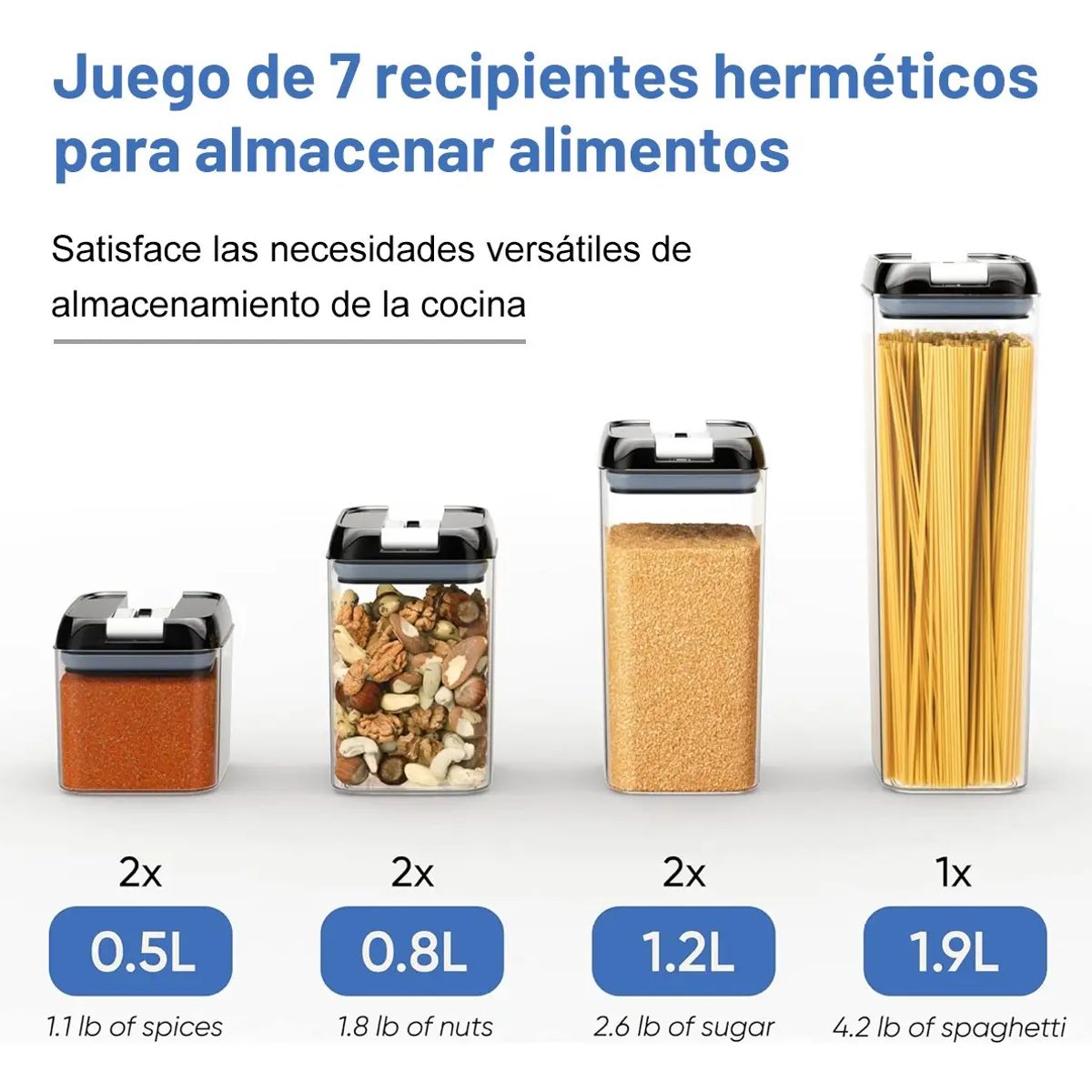 SUPERCENTER - Set De 7 Contenedores Hermeticos De Plastico Cocina Despensa