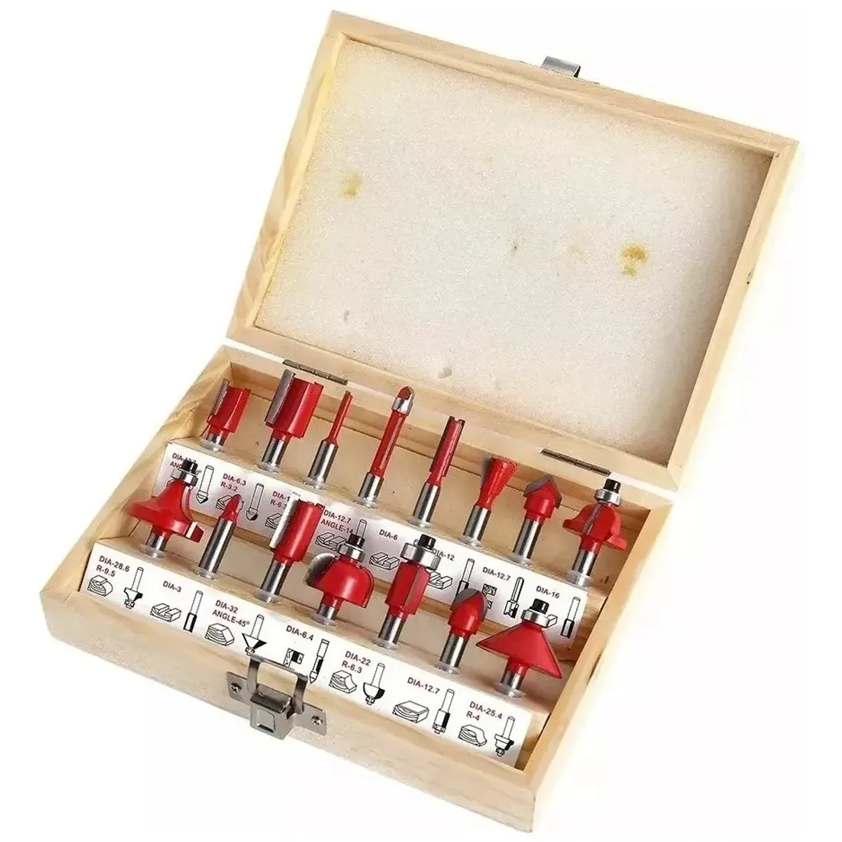 GENERICO - Set 15 Fresas Madera Toma 1/4 635mm - Router Tupi Fresadora