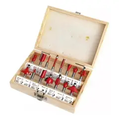 GENERICO - Set 15 Fresas Madera Toma 1/4 6.35mm - Router Tupi Fresadora