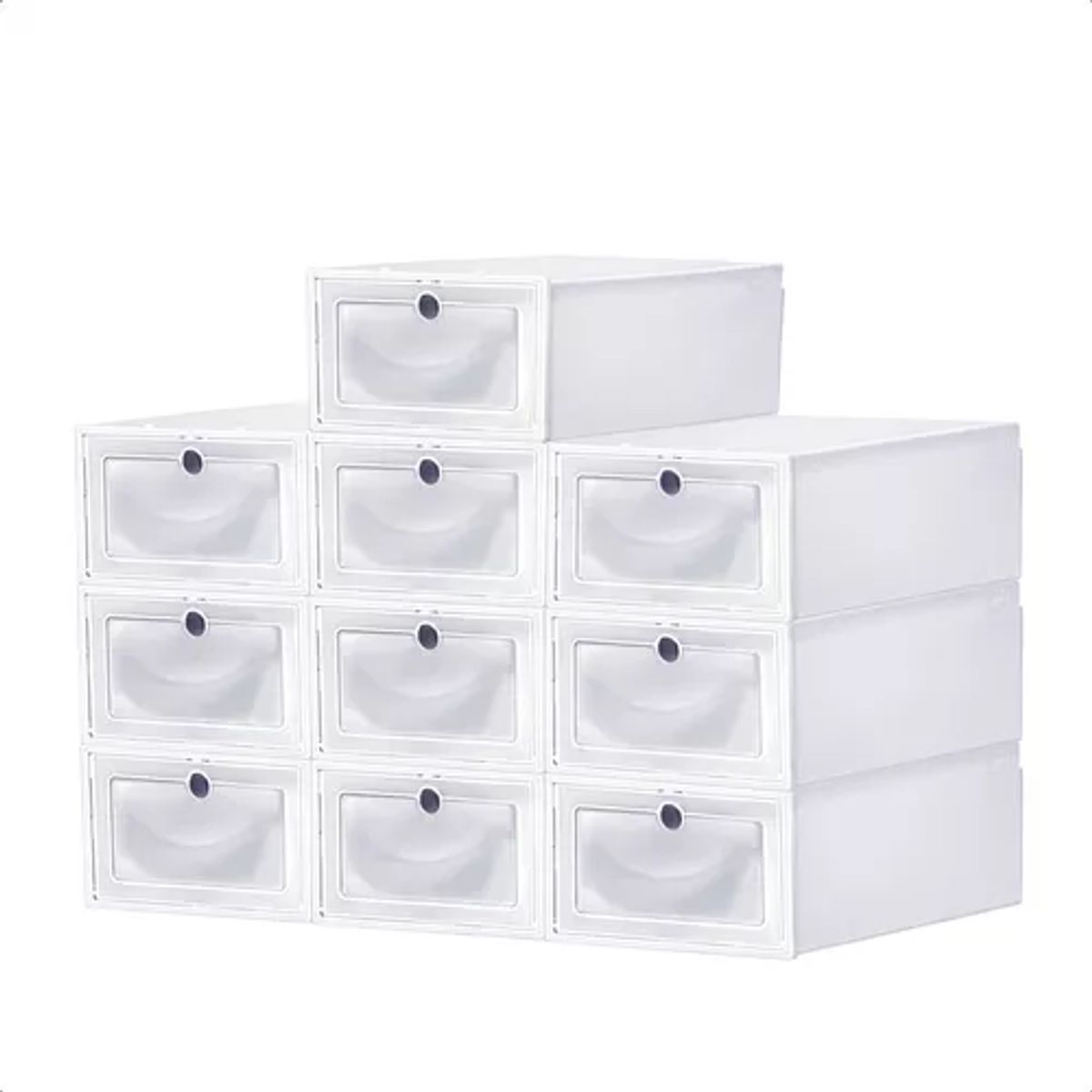 SUPERCENTER - 10 Piezas Zapateras Organizadoras De Zapatos  Apliables Blanco