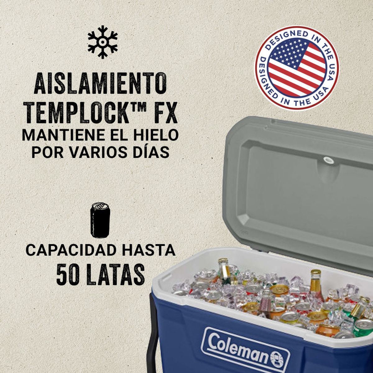 COLEMAN - Cooler Coleman 316 con Ruedas Azul 58 Lt / 62 QT