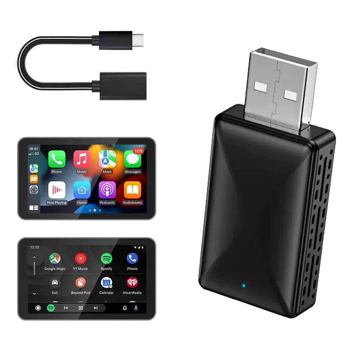 KUANGYE - Carplay Inalambrico Adaptador 2en1 Para Iphone Androidauto