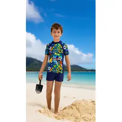 SHANDIAN - Traje de baño niño manga larga UV con diseño de dinosaurios