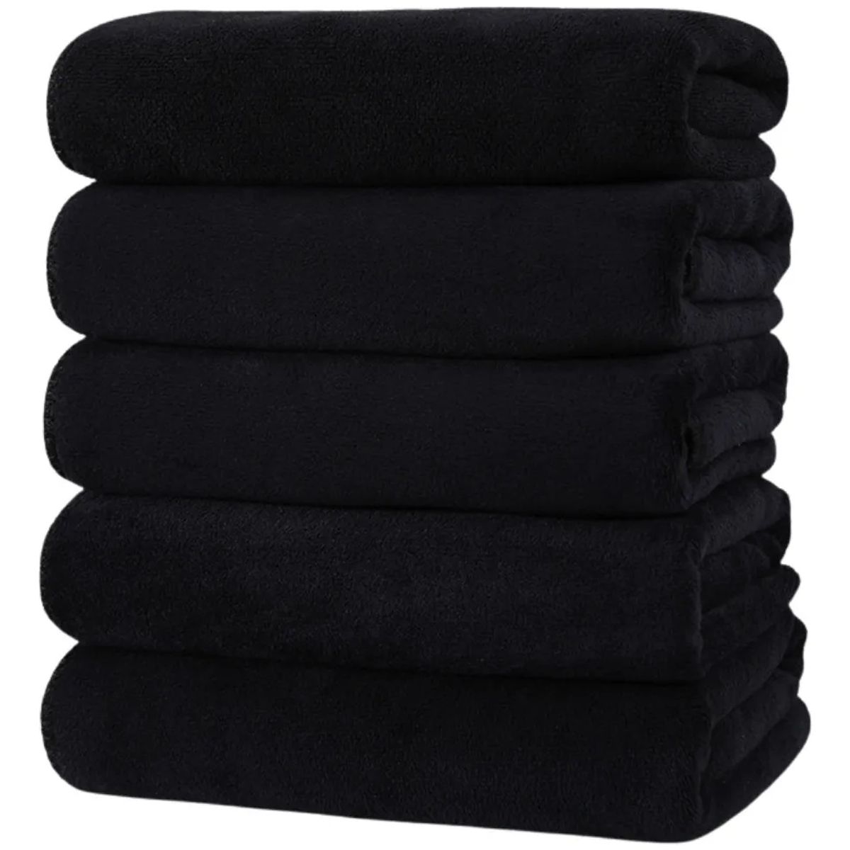 KUANGYE - Pack 6 Toallas Negra Peluqueria Hotel Barberia Spa Gym 35 x 75cm