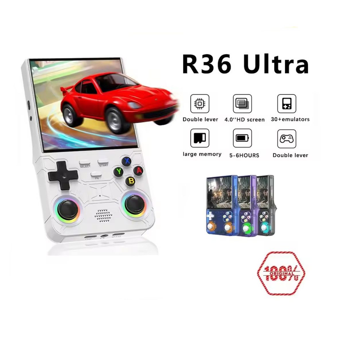 CORRERREY - Consola de videojuegos portátil R36Ultra Retro  Linux IPS 4,0 pulgadas