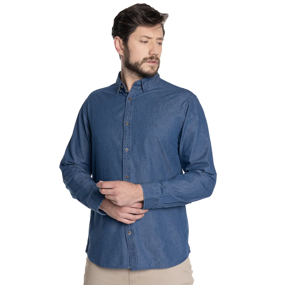 POTROS - CAMISA HOMBRE CASUAL MANGA LARGA DENIM CADIZ - POTROS