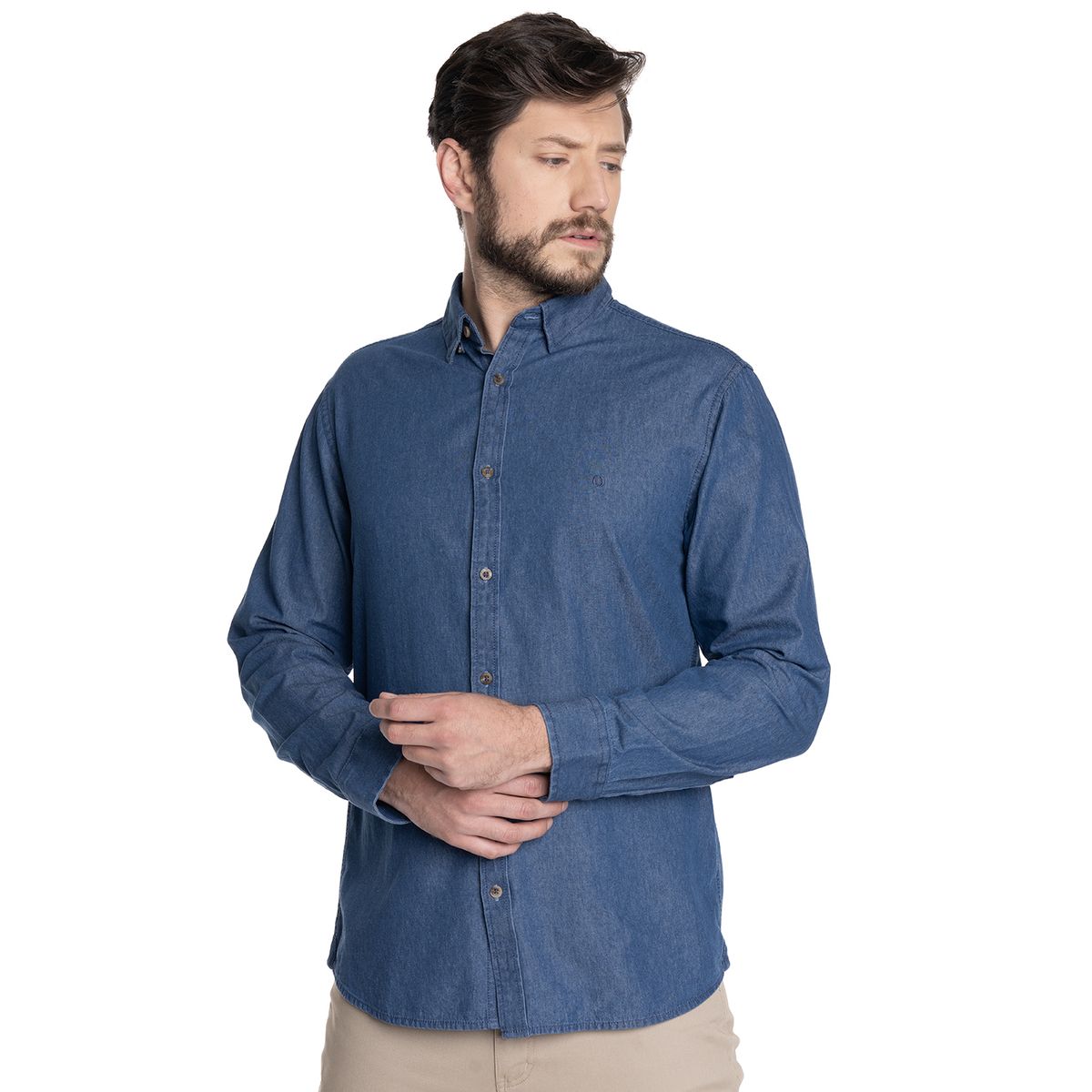 POTROS - CAMISA HOMBRE CASUAL MANGA LARGA DENIM CADIZ - POTROS