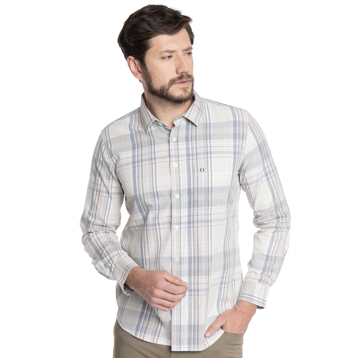 POTROS - CAMISA HOMBRE CASUAL MANGA LARGA TREVIRA ESCOCESA OVIEDO - POTROS