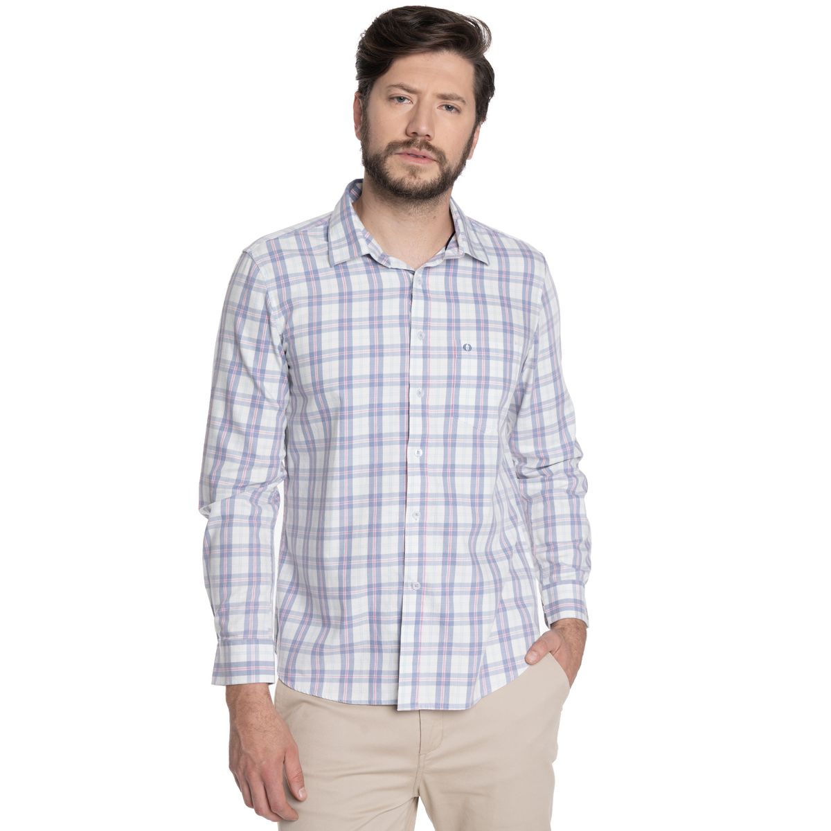 POTROS - CAMISA HOMBRE CASUAL MANGA LARGA TREVIRA ESCOCESA OVIEDO - POTROS