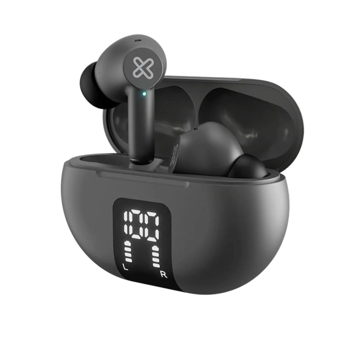 KLIP XTREME - Klip Xtreme KTE-755GR EdgeBuds TWS, Audífonos Inalámbricos con ANC, 22h de Batería, Micrófono ENC, Bluetooth, Gris