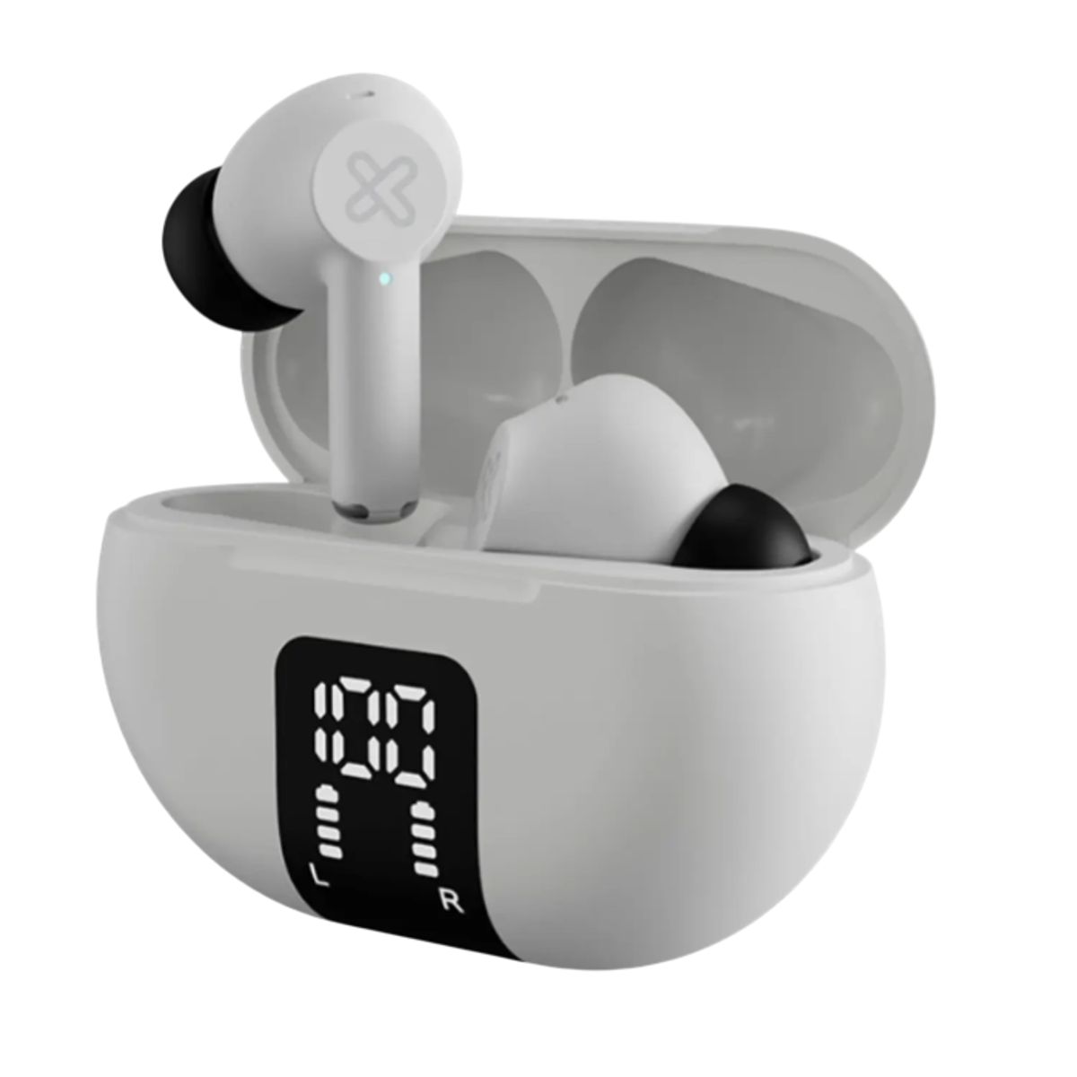 KLIP XTREME - Klip Xtreme KTE-755WH EdgeBuds TWS, Audífonos Inalámbricos con ANC, 22h de Batería, Micrófono ENC, Bluetooth, Blanco
