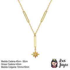 LUX JOYAS - Collar Baño Oro 18k Diseño X2 Estrella Madi