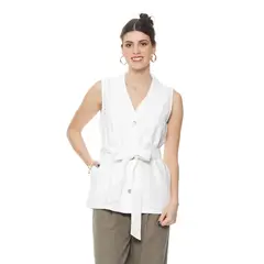 WADOS - BLAZER SIN MANGA LINO CON LAZO EN LA CINTURA