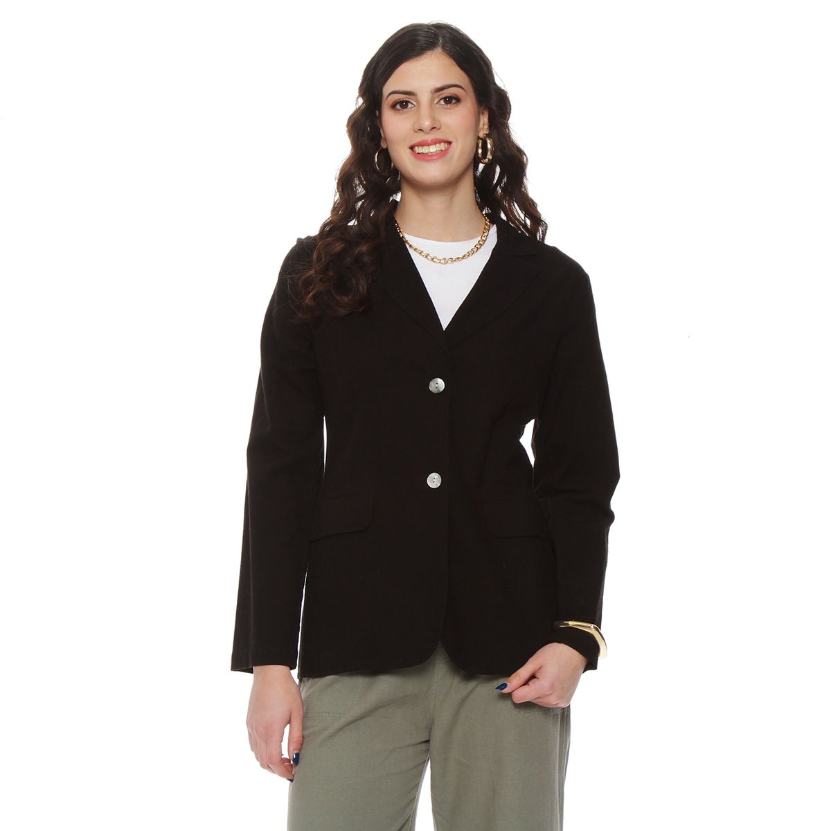 WADOS - BLAZER MANGA LARGA LINO CON BOLSILLOS