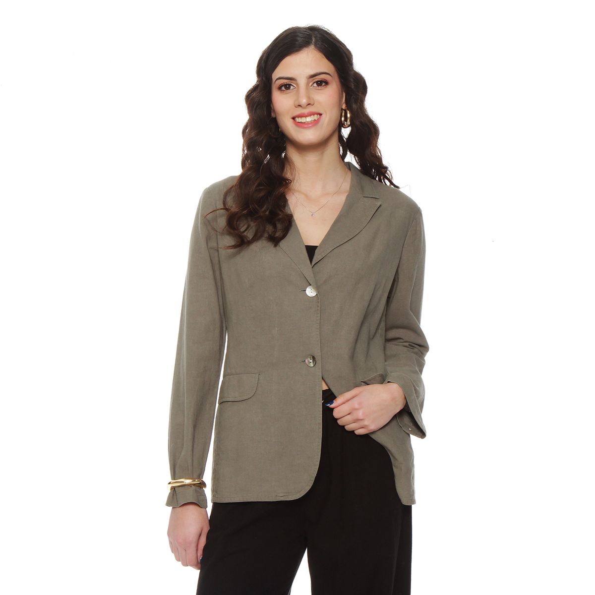 WADOS - BLAZER MANGA LARGA LINO CON BOLSILLOS