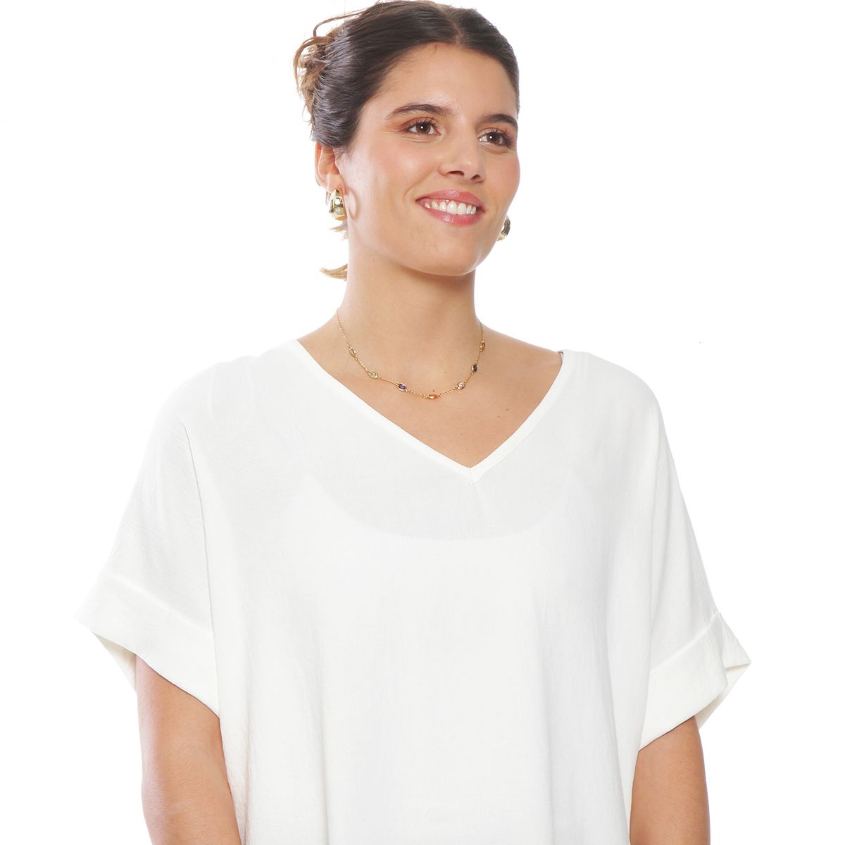 WADOS - BLUSA MANGA CORTA SOLIDA ESCOTE V