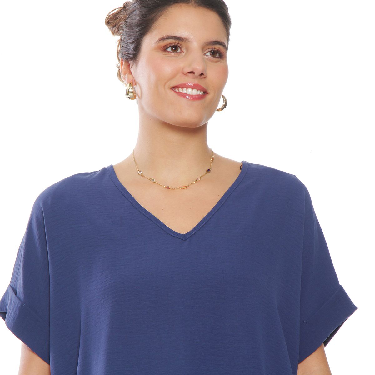 WADOS - BLUSA MANGA CORTA SOLIDA ESCOTE V