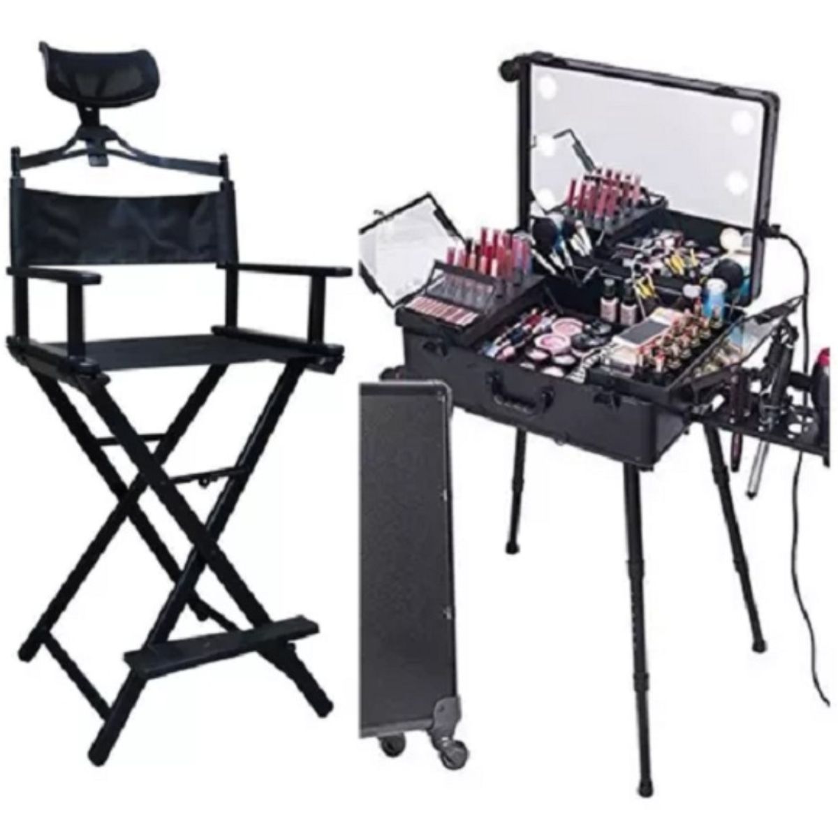 GENERICO - Silla  Maletin Tocador Para Maquillaje Con Ruedas Plegable