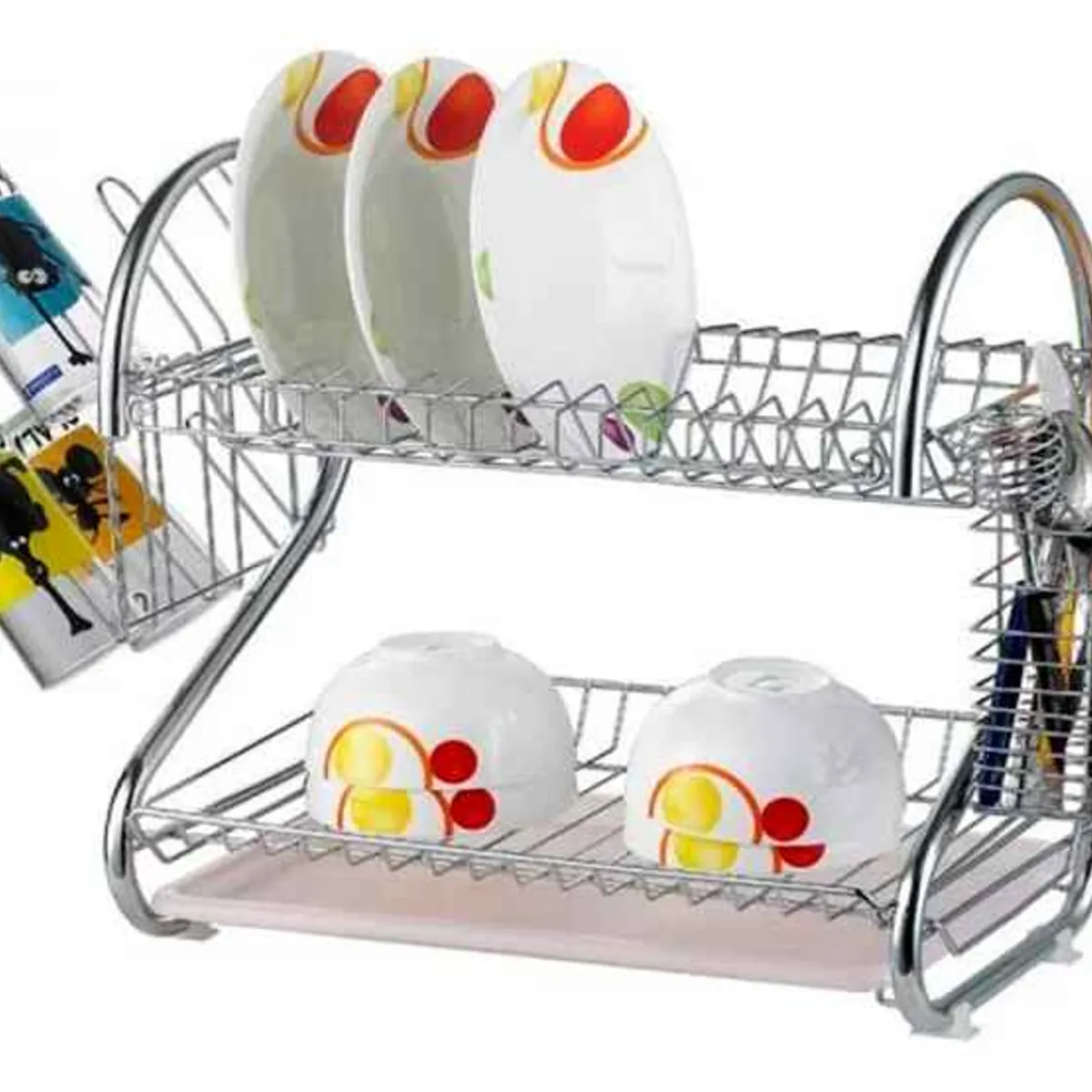 GENERICO - Secador Platos Escurridor Vajilla 2 Niveles Acero Inoxidable