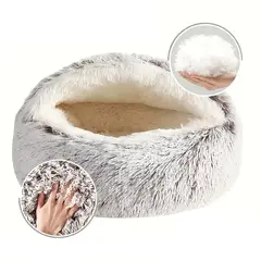 GENERICO - Cama Acogedora Semicerrada Antiestrés Para Macotas 60cm Gris