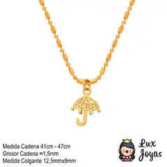 LUX JOYAS - Collar Baño Oro 18k Mostacillas Paraguas