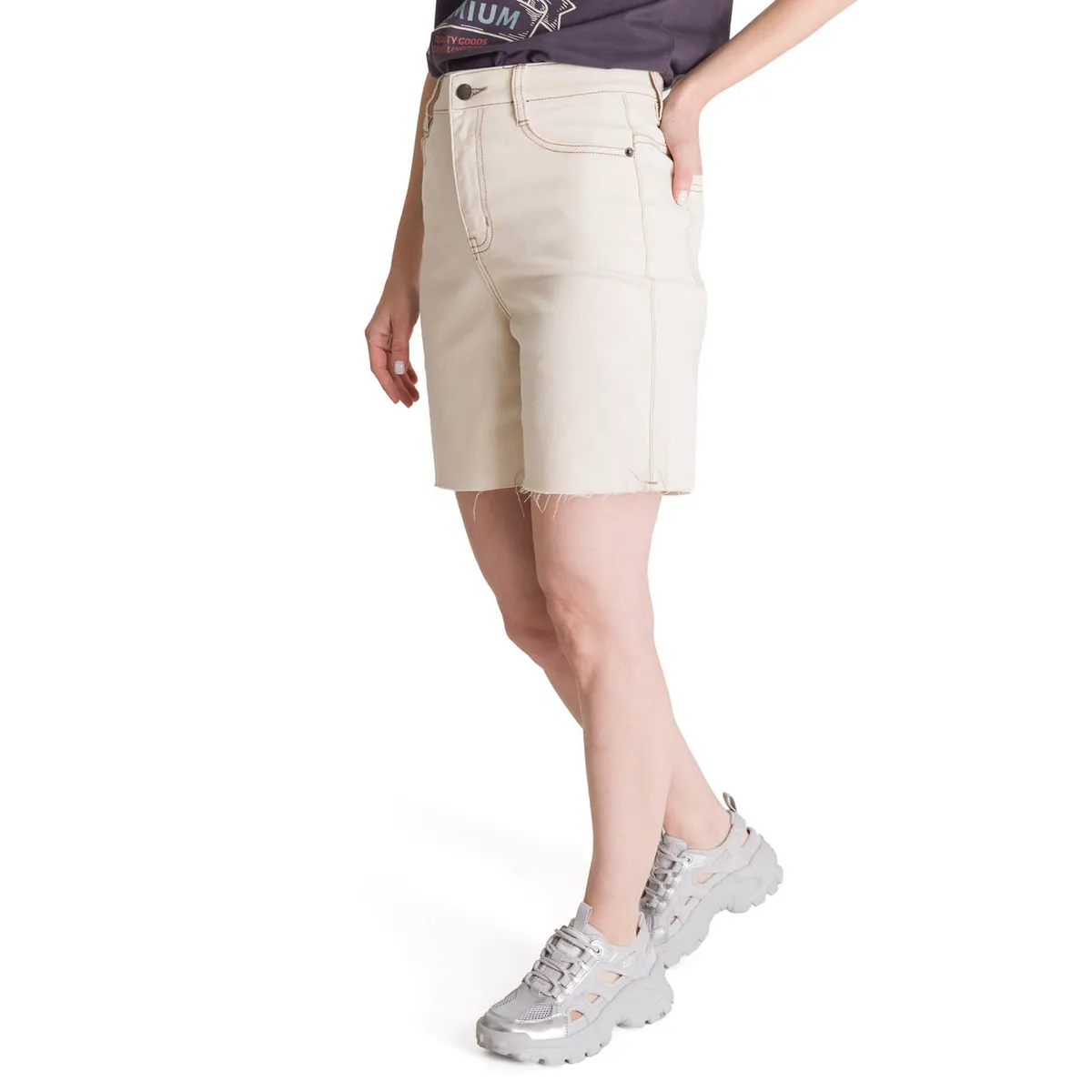 CAT - Short Tiro Alto Denim Mujer Cowboy Beige CAT